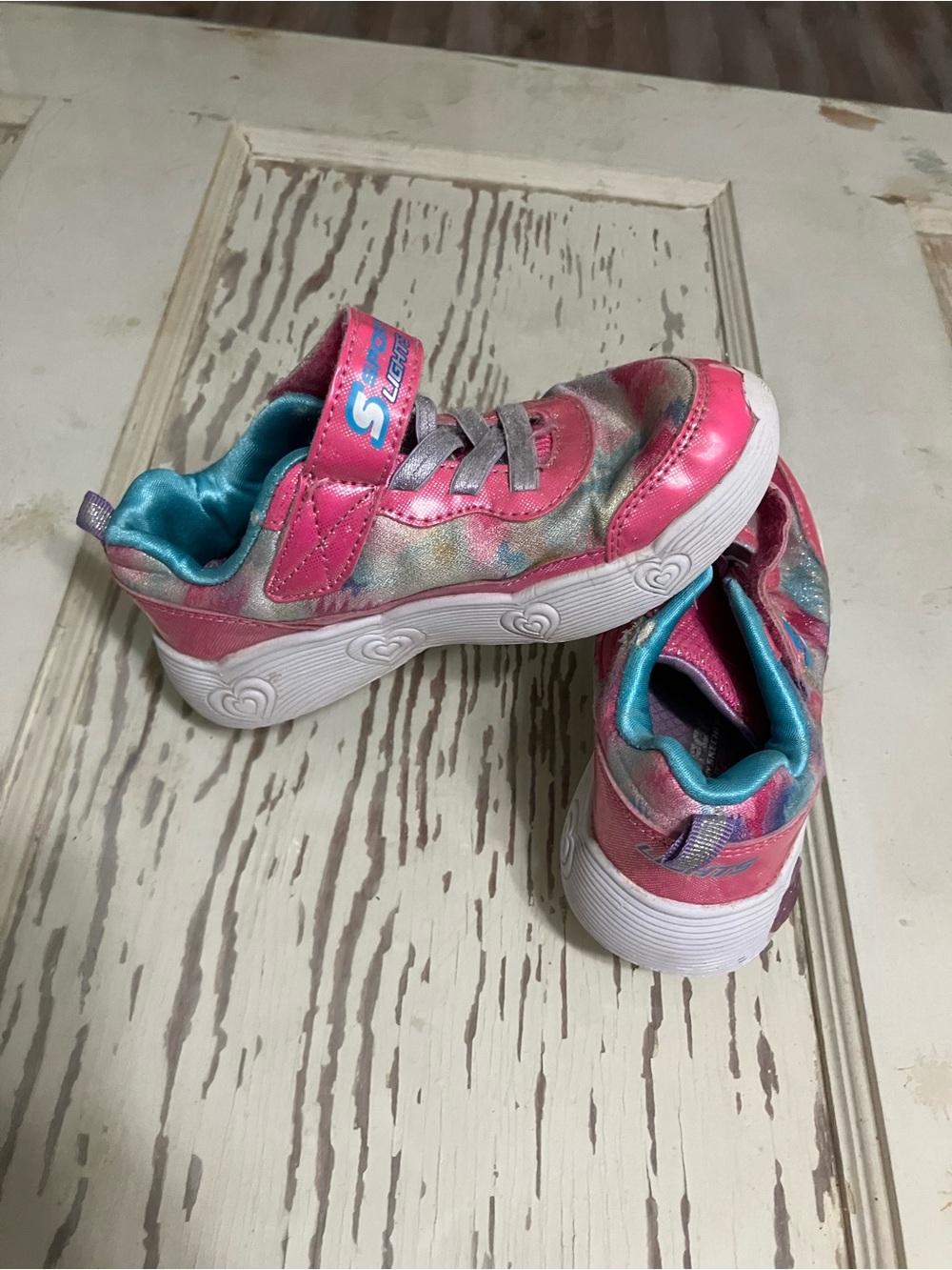 Skechers Pink Teal Glitter Kids Sneakers